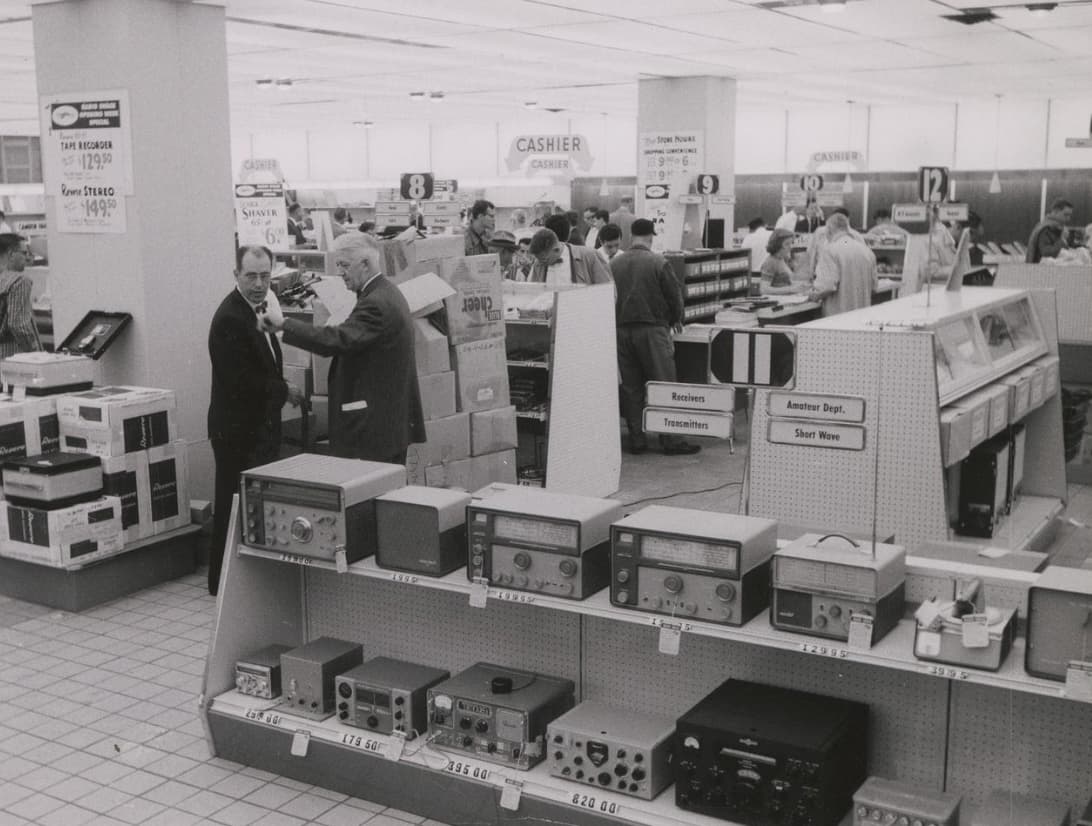 Shoppers browse an early Radio Shack location, circa 1971. 
